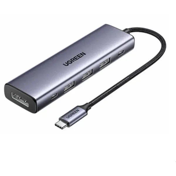 Ugreen Hub UGREEN 6-in-1, USB-C la DisplayPort PD 3.0, 100W, 4k@60hz, USB-C, USB-A, Gri