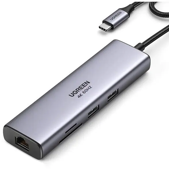 Ugreen Hub USB Ugreen CM512 7-in-1 USB-C Hub, 7-in-1, 4K@30Hz HDMI, RJ45 Gigabit, 100W PD, Gri