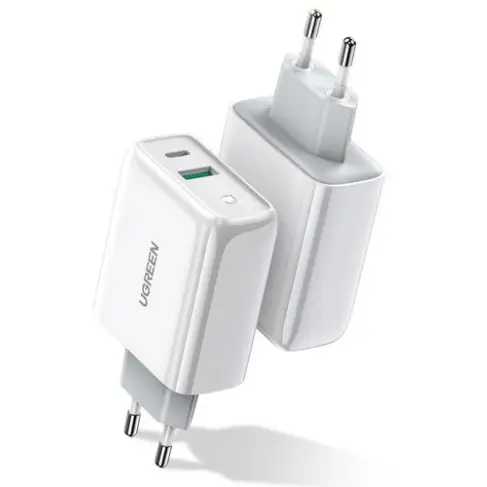 Ugreen INCARCATOR retea Ugreen, CD170 Quick Charge 36W, USB x 1, USB Type-C x 1, 5V/3.4A max, alb