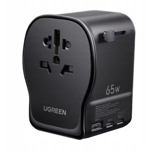 Ugreen Incarcator retea Ugreen Travel Adapter, GaN 65W, 2x USB-C, 1x USB-A, 3-Pin US/UK/EU/AUS/CN, Negru