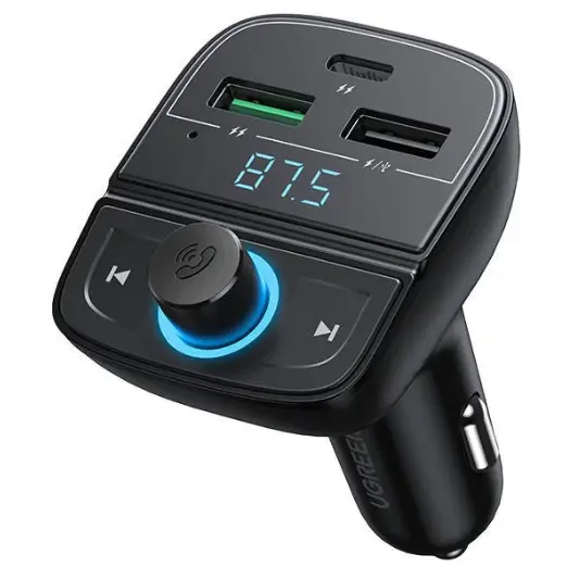 Ugreen Modulator bluetooth auto FM, Ugreen 80910, 2x USB, Type-C, MicroSD, frecv FM: 87,5-108.0MHZ, MP3, WAV, FLAC, APE, WMA, Negru