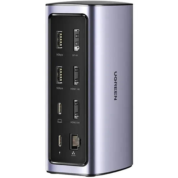 Ugreen Statie Incarcare UGREEN Revodok Pro 312 12-in-1, USB-C, HMDI, RJ45 Ethernet, SD/TF, DisplayPort, 8K, Gri