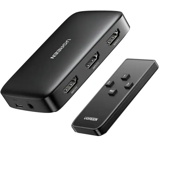 Ugreen Switch splitter UGREEN 3-in-1 HDMI la HDMI, Negru