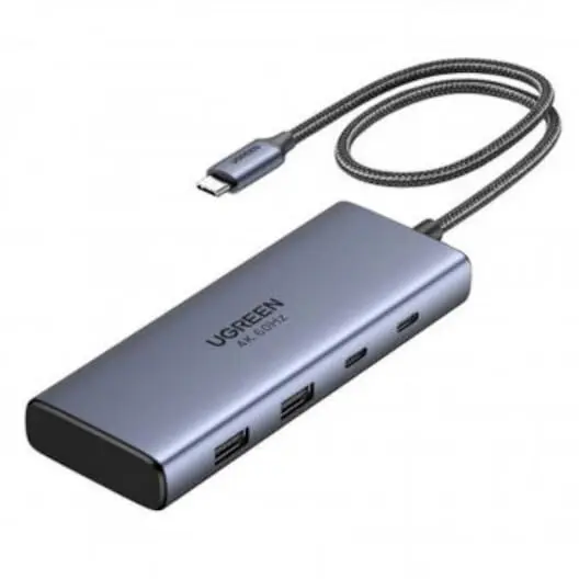 Ugreen USB HUB Ugreen KF2349430, USB-C la 3x USB-C, 2x USB, 2x HDMI, 4K 60Hz, 10Gpbs, PD100W, Gri
