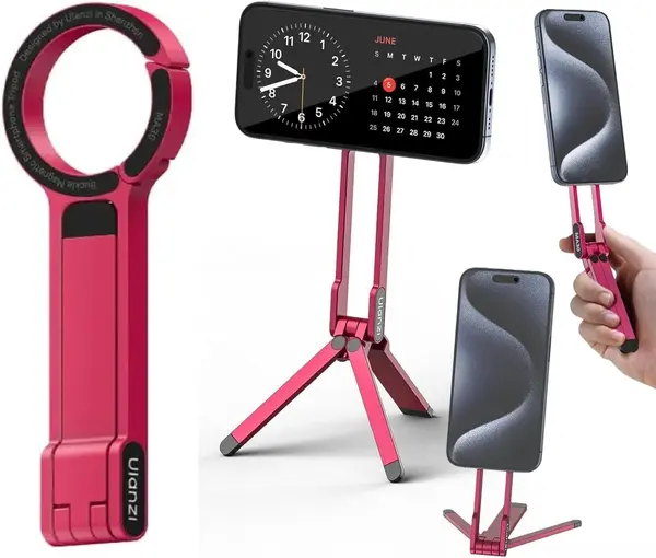 Ulanzi MA30 Red Trepied Smartphone Pliabil, Prindere MagSafe, Design Carabiniera, Ajustare Unghi, Functie Selfie Stick
