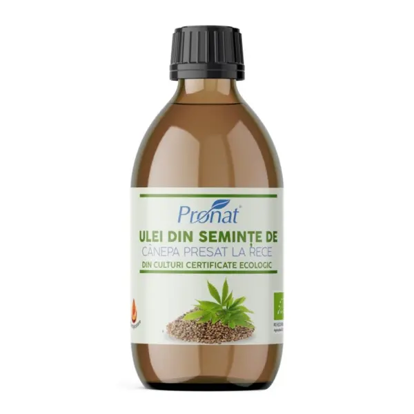 Ulei Bio din Seminte de Canepa Presate la Rece Pronat, 250 ml