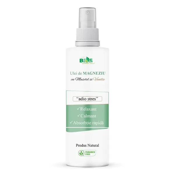 Ulei de Magneziu cu Musetel si Vanilie Adio Stres, 200 ml Bios Mineral Plant