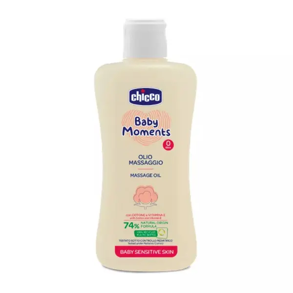 Ulei de masaj dermatologic Baby Moments Sensitive pentru +0 luni, 200ml, Chicco