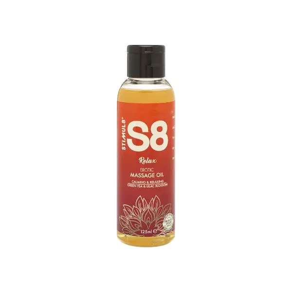 Ulei de masaj S8 Relax, pentru masaj erotic, efect afrodisiac, cu aromă de ceai verde și floare de liliac, 125 ml