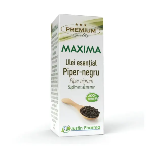 Ulei esential de piper-negru Maxima, uz intern, 10 ml, Justin Pharma
