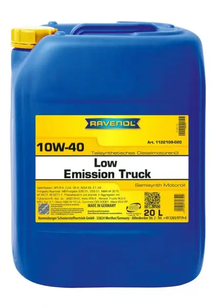 Ulei motor RAVENOL Low Emission Truck 10W40 SHPD 1122109-020, volum 20 litri, mineral 20L