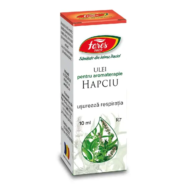 Ulei pentru aromoterapie Hapciu Usureaza Respiratia, R7, 10 ml, Fares