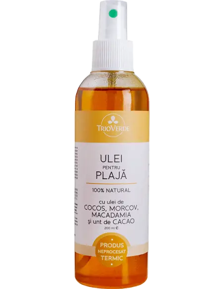 Ulei pentru plaja cu ulei de Cocos, Morcov, Macadamia si Cacao 200ml, TrioVerde