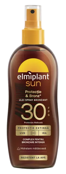 Ulei spray bronzant cu protectie solara SPF30 Protectie & Bronz Sun, 150ml, Elmiplant