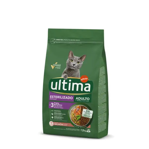 ULTIMA Sterilised, Somon, hrană uscată pisici sterilizate, 1.5kg