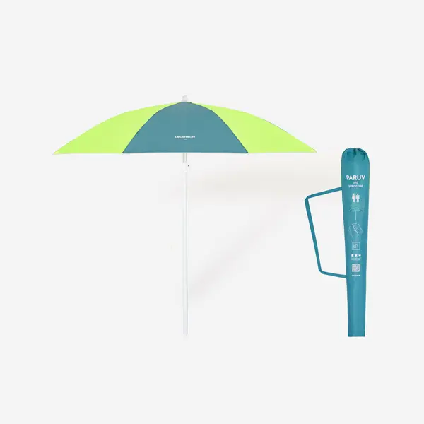 Umbrelă de plajă 2 locuri UPF 50+ Paruv windstop Albastru-Galben