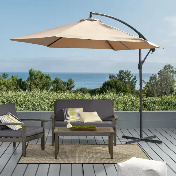 Umbrela de soare suspendata pentru gradina sau terasa, rotunda 3m X 2.5m X 2.3m, suport inclus