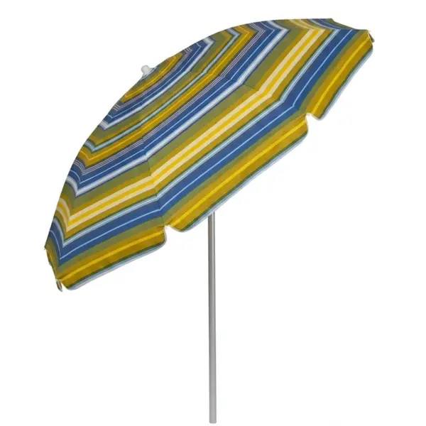 Umbrela Protectie Solara, Diametru 2 m, cu Inclinare si Cosulet, Structura Metalica, Verde / Albastru