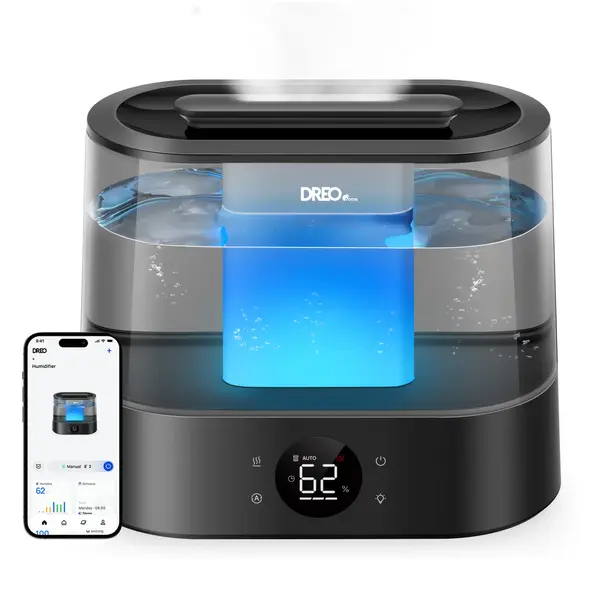 - Umidificator aer Dreo 420S Smart, Rezervor 4l, 250ml/h, 3 trepte umidificare, Senzor de Umiditate, Indicator Umiditate,Mod Auto, Aromaterapie, Negru