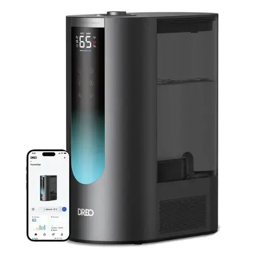 Umidificator aer Dreo 813S Smart, Rezervor 6l, 500ml/h, Ceata calda si rece, 3 trepte umidificare, Senzor umiditate, Indicator Umiditate, Duza de Ceata, Mod Auto, Aromaterapie (Negru)