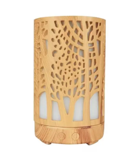 Umidificator aromaterapie lumina led in 7 culori model copaci culoare lemn deschis