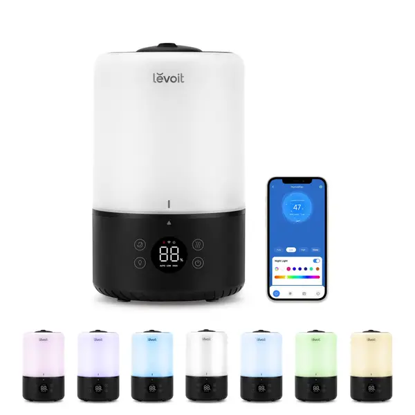 - Umidificator de Aer Levoit Dual 200S PRO, SMART, WI-FI Ultrasonic, Rezervor 3l, Silentios, Aromaterapie, Functie AUTO, Autonomie 25 Ore, Design Black
