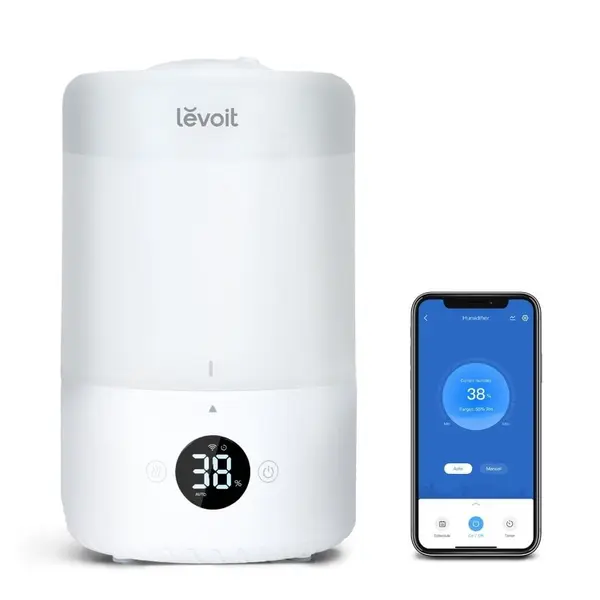 umidificator de aer levoit dual 200s, smart, wi-fi ultrasonic, rezervor 3l, silentios, aromaterapie, functie auto, autonomie 25