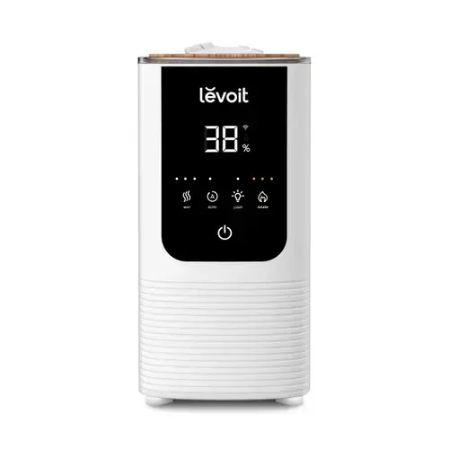 Umidificator LEVOIT OasisMist 450S Smart Ultrasonic Cool Mist Tower, Autonomie 45 ore, Rezervor 4.5 L, Senzor de umiditate, Timer, Wi-Fi, 280W (Alb)