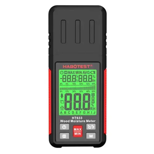 Umidometru Habotest HT633, Masoara umiditatea materialului si a mediului si temperatura, Afisaj LCD, Negru