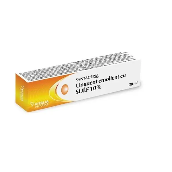 Unguent emolient cu sulf 10% Santaderm, Viva Pharma