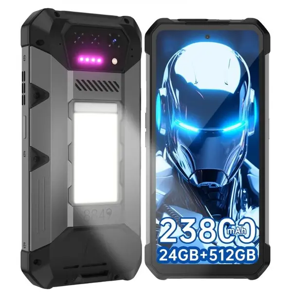Unihertz Telefon Mobil Unihertz 8849 Hike, Procesor MediaTek Helio G200 Octa-Core, Ecran IPS LCD touchscreen 6.78, 12GB RAM, 512GB Flash, Camera Tripla 50+64+8MP, Wi-Fi, 4G, Dual Sim, Android, Negru-Gri