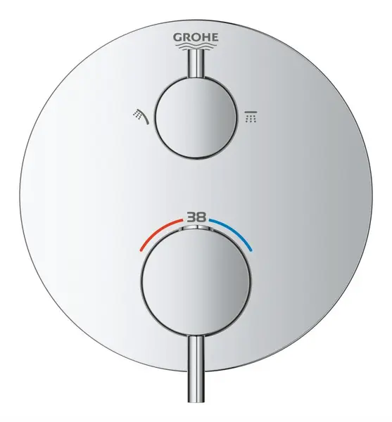 Unitate comanda Grohe Atrio 24135003, 1/2 inch, termostat, 2 iesiri, necesita valva, Crom