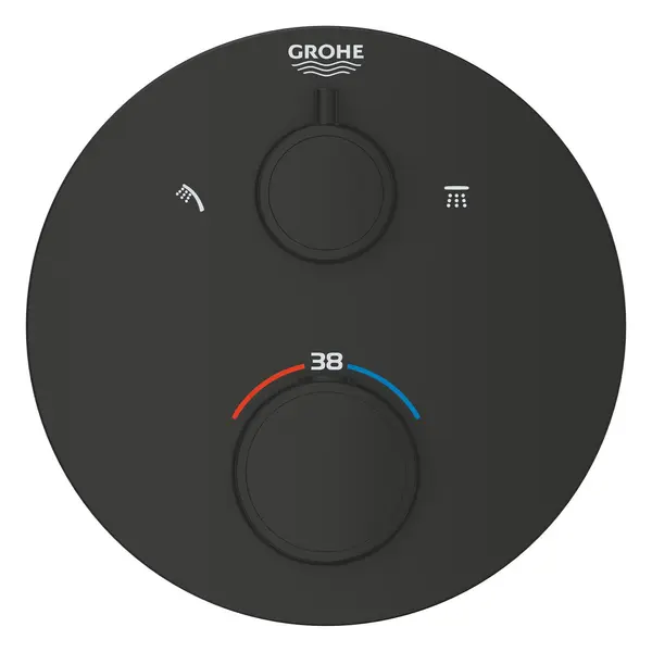 Unitate comanda Grohe Grohtherm, aparenta, termostat, 2 iesiri, necesita valva, mat, negru, 1022082430