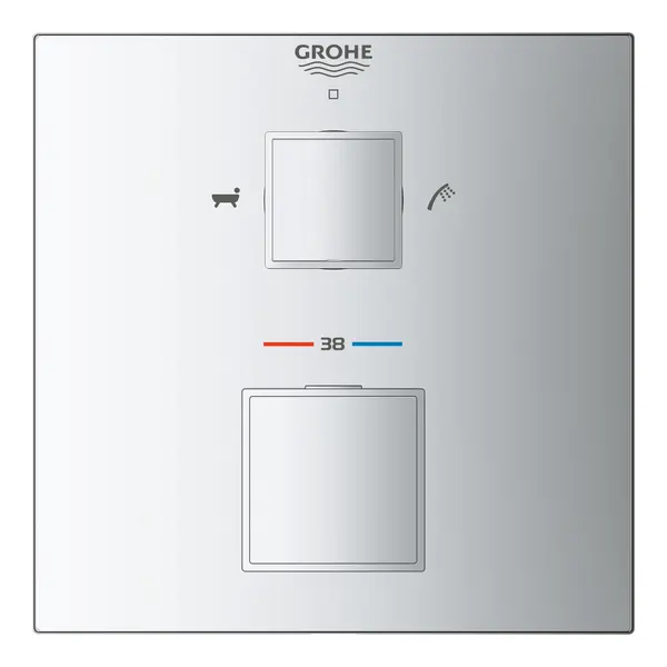 Unitate comanda Grohe Grohtherm Cube, 2 functii, termostat, necesita valva, crom, 24155000