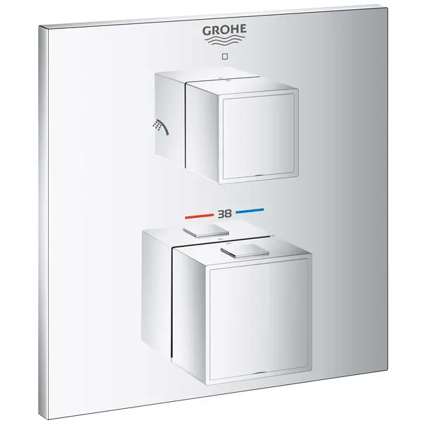 Unitate comanda Grohe Grohtherm Cube 24154000, aparenta, termostat, diverter, 2 iesiri, necesita set fixare, Crom