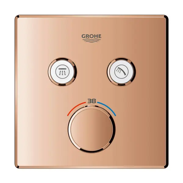 Unitate comanda Grohe SmartControl Cube, aparenta, termostat, 3 iesiri, necesita valva, mat, cupru, 29126DL0