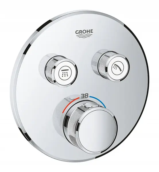 Unitate control Grohe Grohtherm Smartcontrol 29119000, 2 iesiri, termostat, push&turn, masca metalica, filtru impuritati, necesita set fixare, Crom