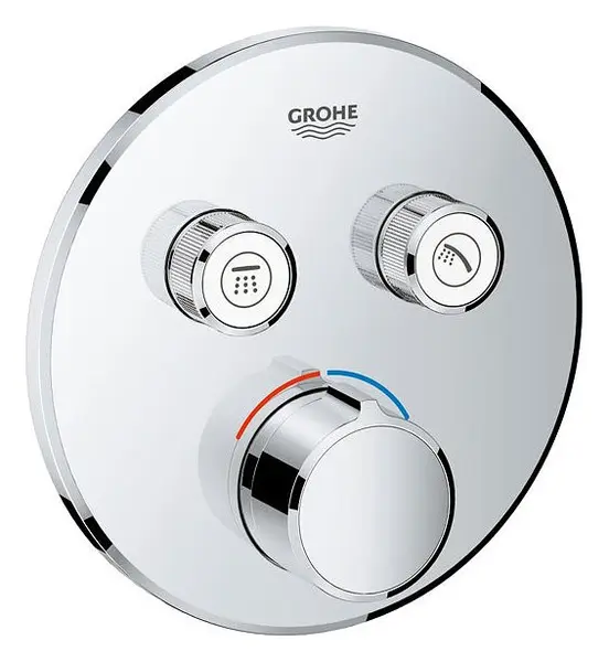 Unitate control Grohe Smartcontrol 29145000, 2 iesiri, push&turn, masca metalica, filtru impuritati, necesita set fixare, Argintiu
