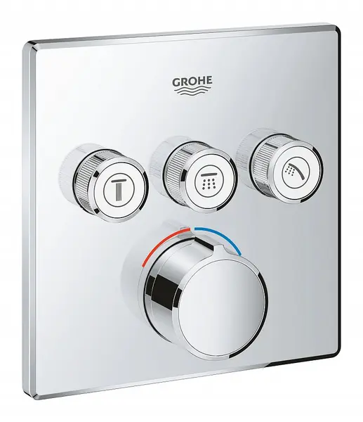 Unitate control Grohe Smartcontrol 29149000, 3 iesiri, push&turn, masca metalica, filtru impuritati, necesita set fixare, crom