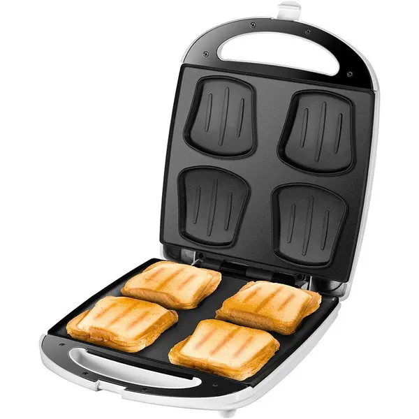 UNOLD Prajitor de paine Unold Quadro, 1100W, 4 sandwich-uri, Alb, Inox, 48480