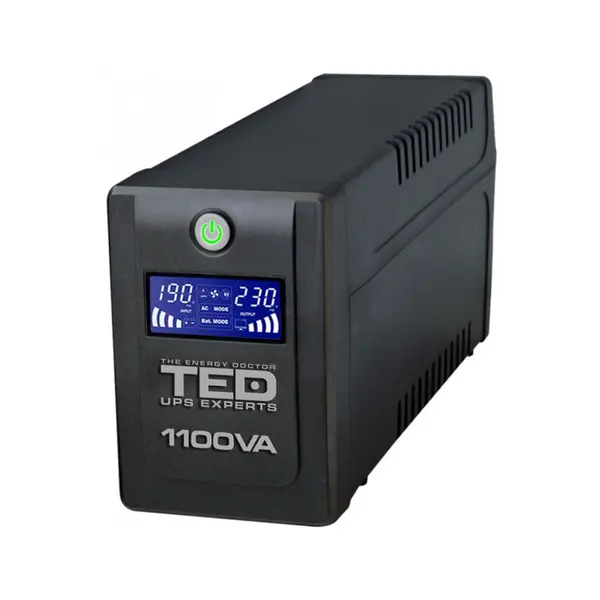UPS 1100VA / 600W Line Interactive cu stabilizator, LCD, 4 prize Schuko, TED UPS Expert TED001573