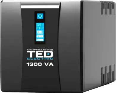 UPS 1300VA 750W cu Stabilizator si Management, 4x Schuko, Ecran LCD si 2x Acumulator 12V 7Ah, TED Electric