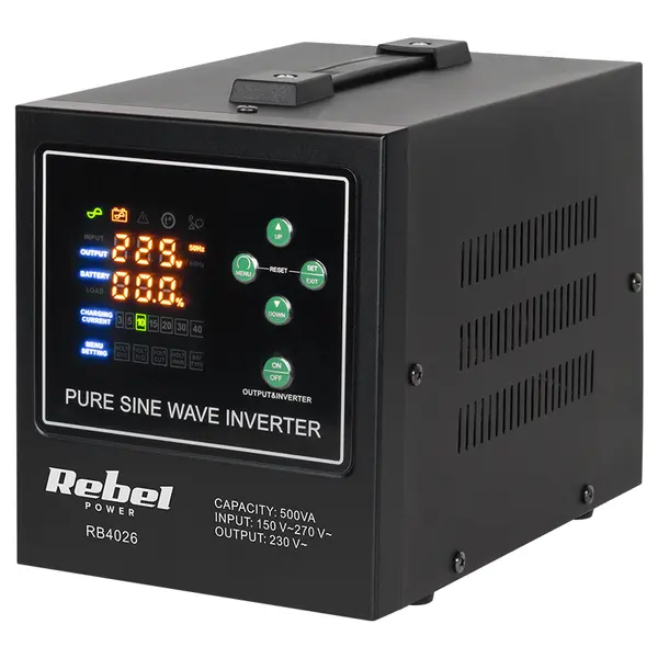 UPS centrala termica, 500 VA, 300 W, 12 V, Rebel, RB-4026, POWER-500-LFP4, functii multiple, sinusoida pura