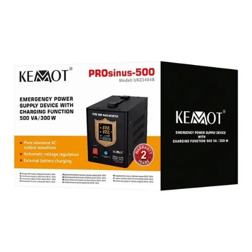 UPS cu sinus pur 500VA/300W pentru centrala termica, 12V, 2x Schuko - Kemot URZ3404B