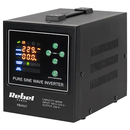UPS pentru centrală termică cu sinusoidă pură, 800 VA / 500 W, 12 V, Rebel POWER-800-LFP4