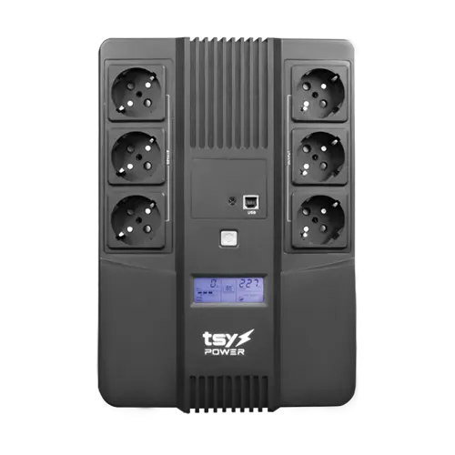 UPS TSY Power, 600VA/360W, LCD, line interactive, 6 x Schuko TSY-D-0K6-LCD