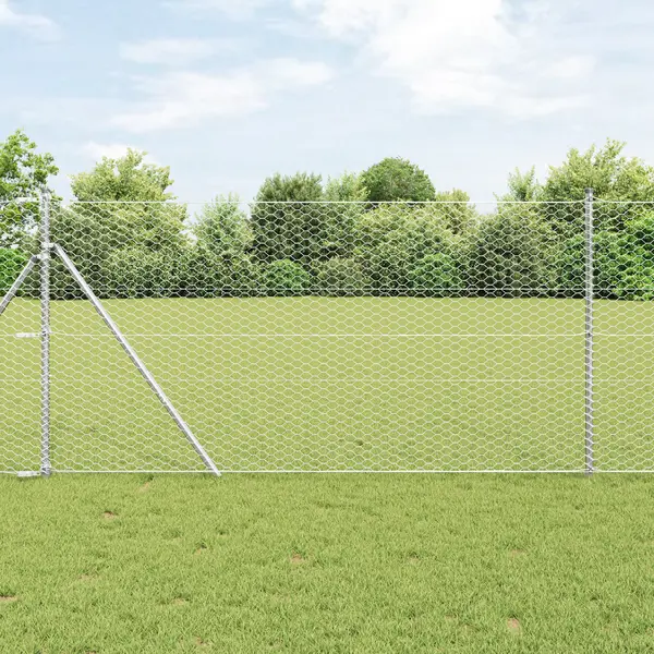 Urcior hexagonal Gossi 1x50 m otel zincat, stalpi urcior Gossi 13 buc Ø32 mm 150 cm otel zincat