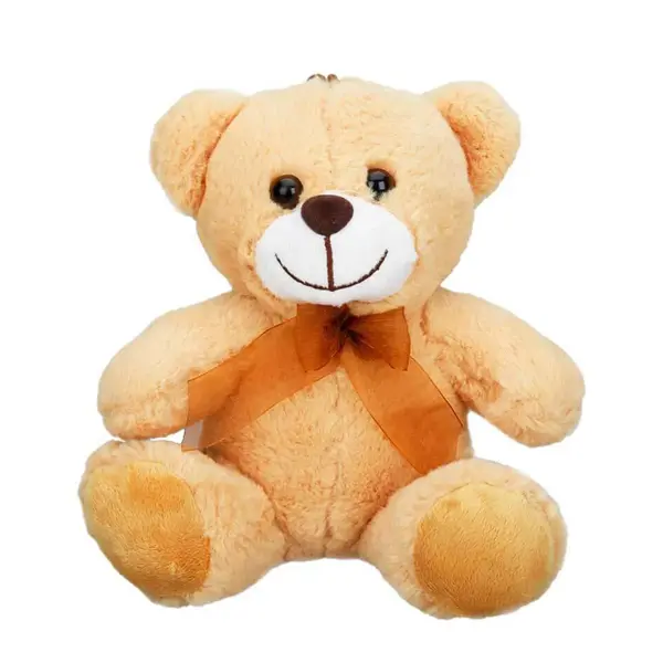 Ursulet de plus cu fundita, Puffy Friends, Maro deschis, 21 cm