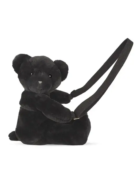 Ursulet din plus - geanta crossbody adorabila, 30 cm, Negru