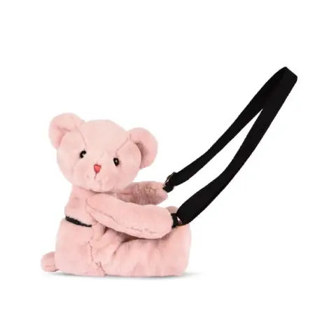 Ursulet din plus - geanta crossbody adorabila, 30 cm, Roz pudra